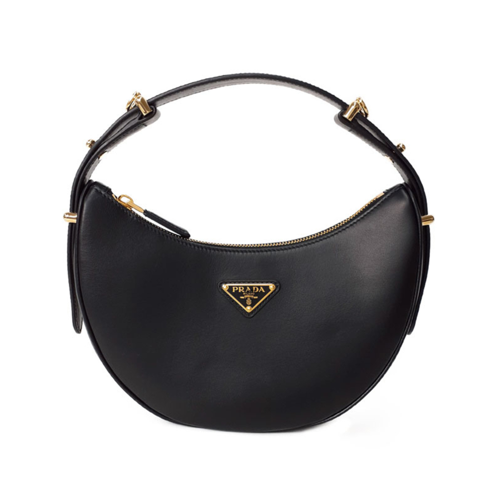 Prada Arke Leather Shoulder Bag black
